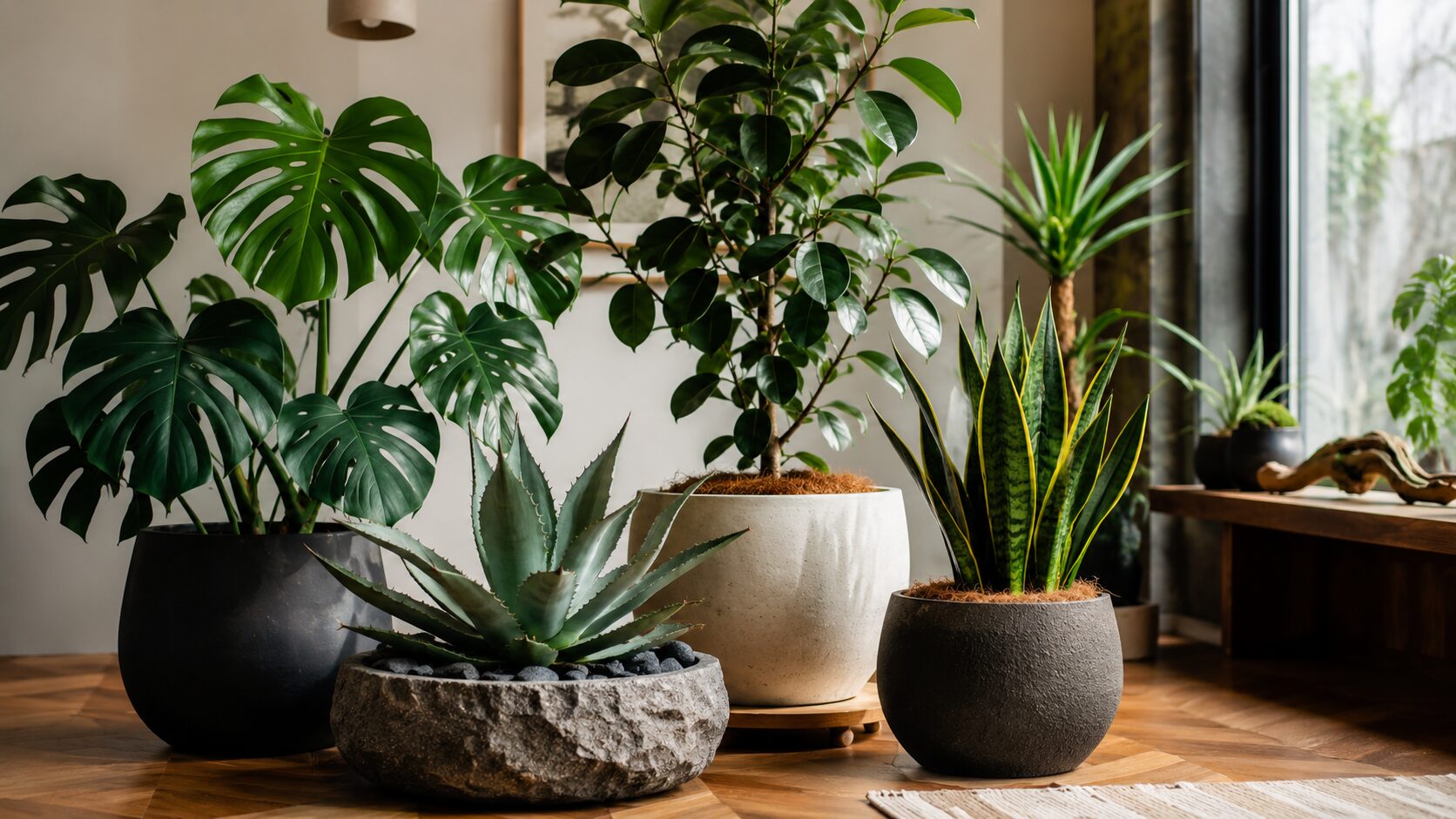 高く売れやすい健康なモンステラやフィカスなどの観葉植物